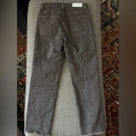 Re/done 70s Ultra High Rise Stove Pipe Jeans Washed Chocolate - Picture 6 of 14